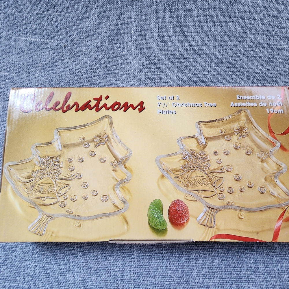 Set of two Crystal tree shaped plates